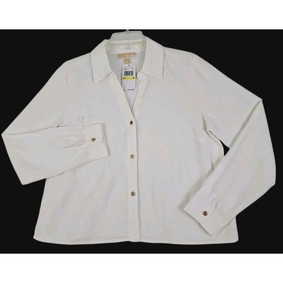 Michael Michael Kors ~Woman Size M~ White Linen Blend Shirt Button-Up NWT $110 - Picture 14 of 16